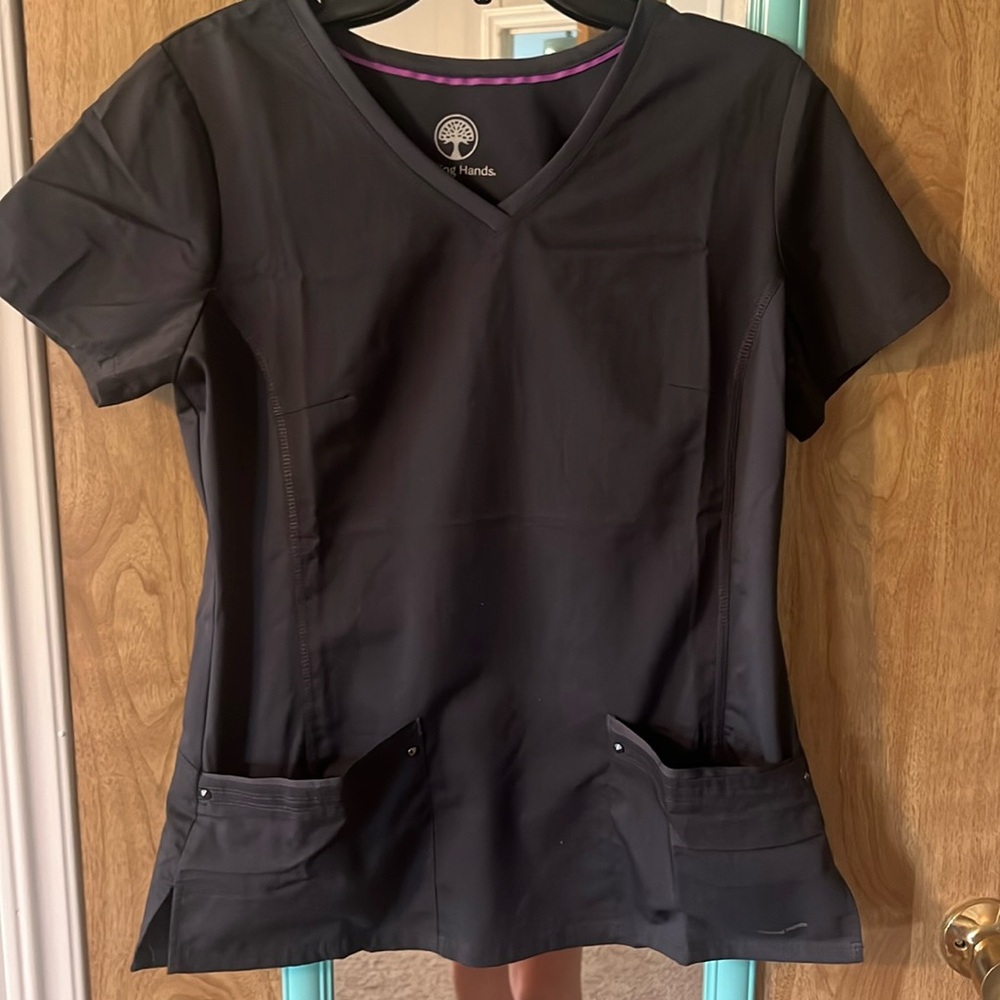 Healing Hands Gray Scrub Top